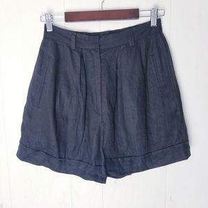 Peter Martin Shorts Women Size 4 Black Linen